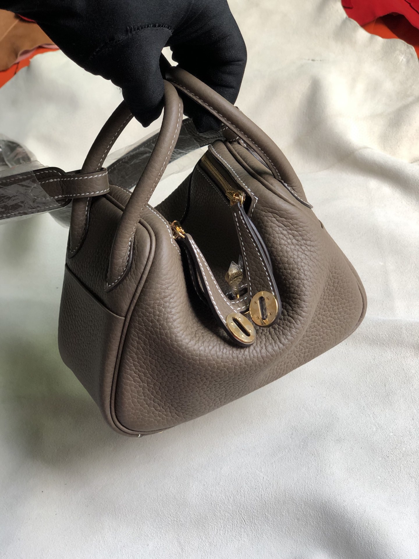 Hermès（爱马仕）Mini lindy tc皮 ck18 大象灰 etoupe 金扣 20cm 顶级手缝 现货