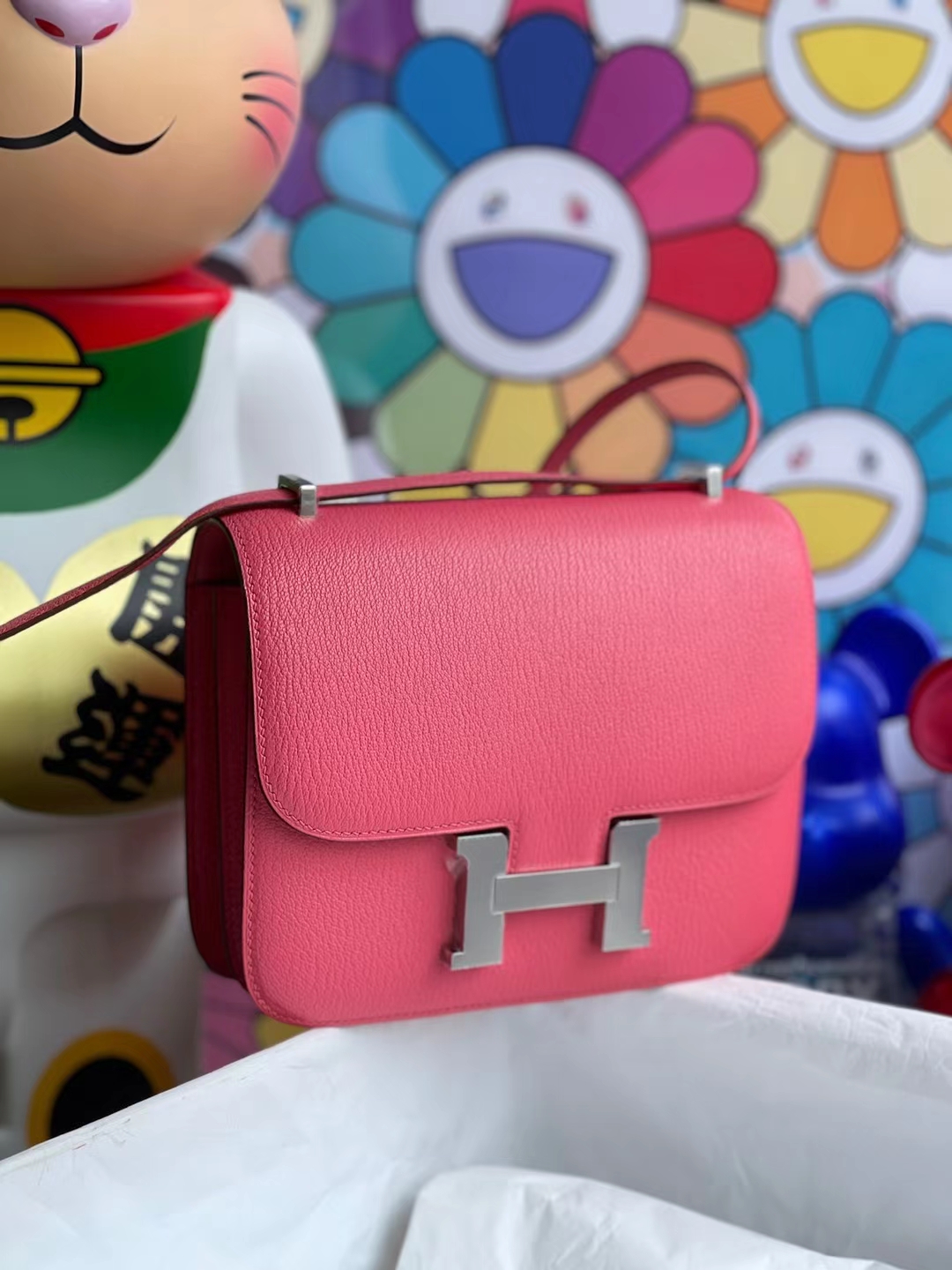 Hermès（爱马仕）Constance 空姐包 Chevre 山羊皮 U5 唇膏粉 银扣 19cm