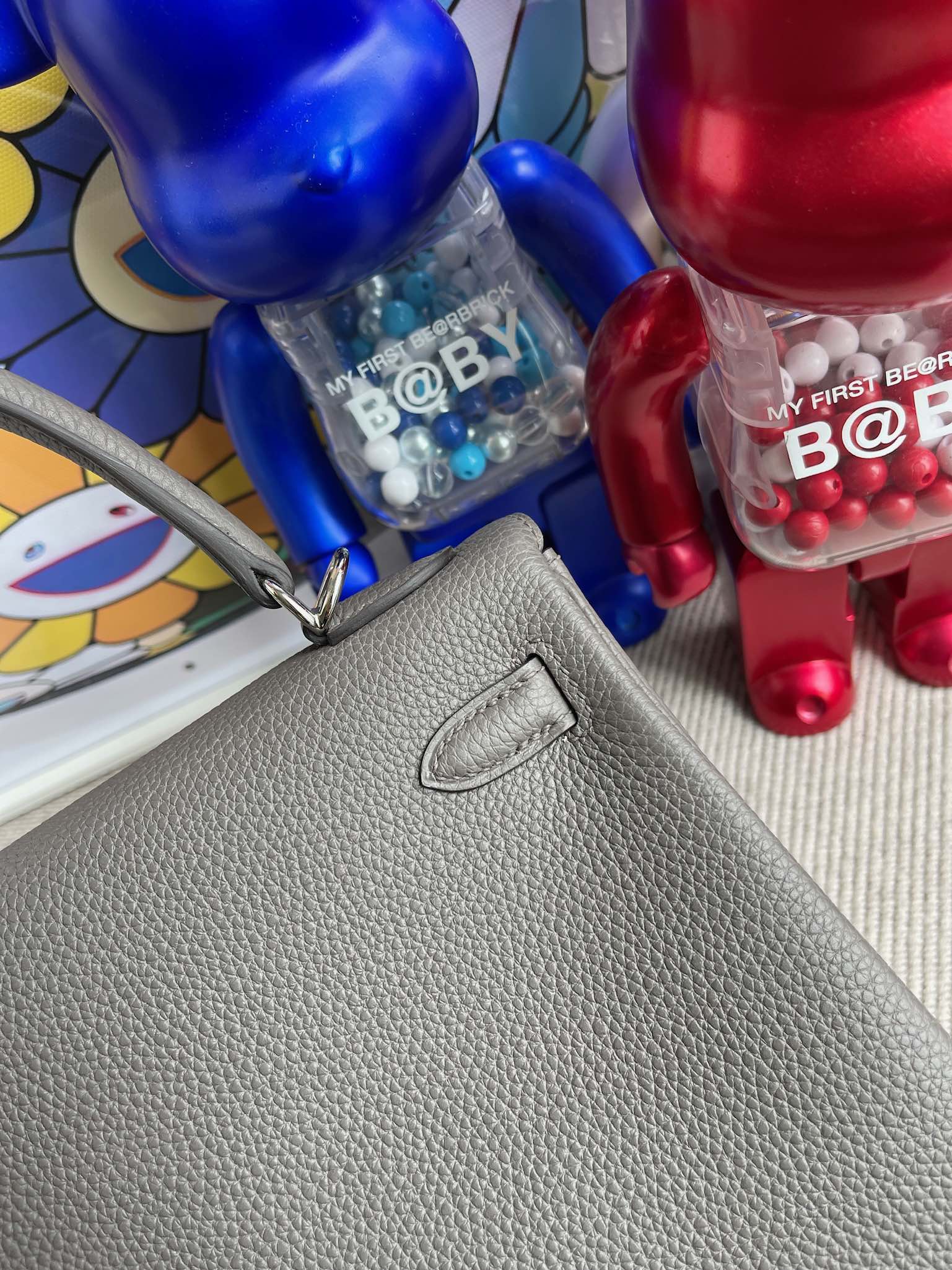 Hermès（爱马仕）Kelly 凯莉包 原厂小牛皮 togo 8F 锡器灰 Etain 银扣 25cm 顶级手缝
