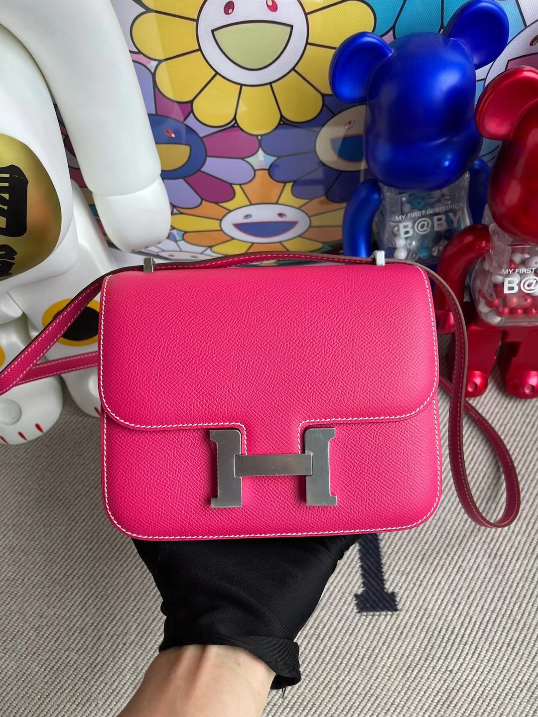 Hermès（爱马仕）Constance 康斯坦斯 Epsom 极致粉 银扣 19cm