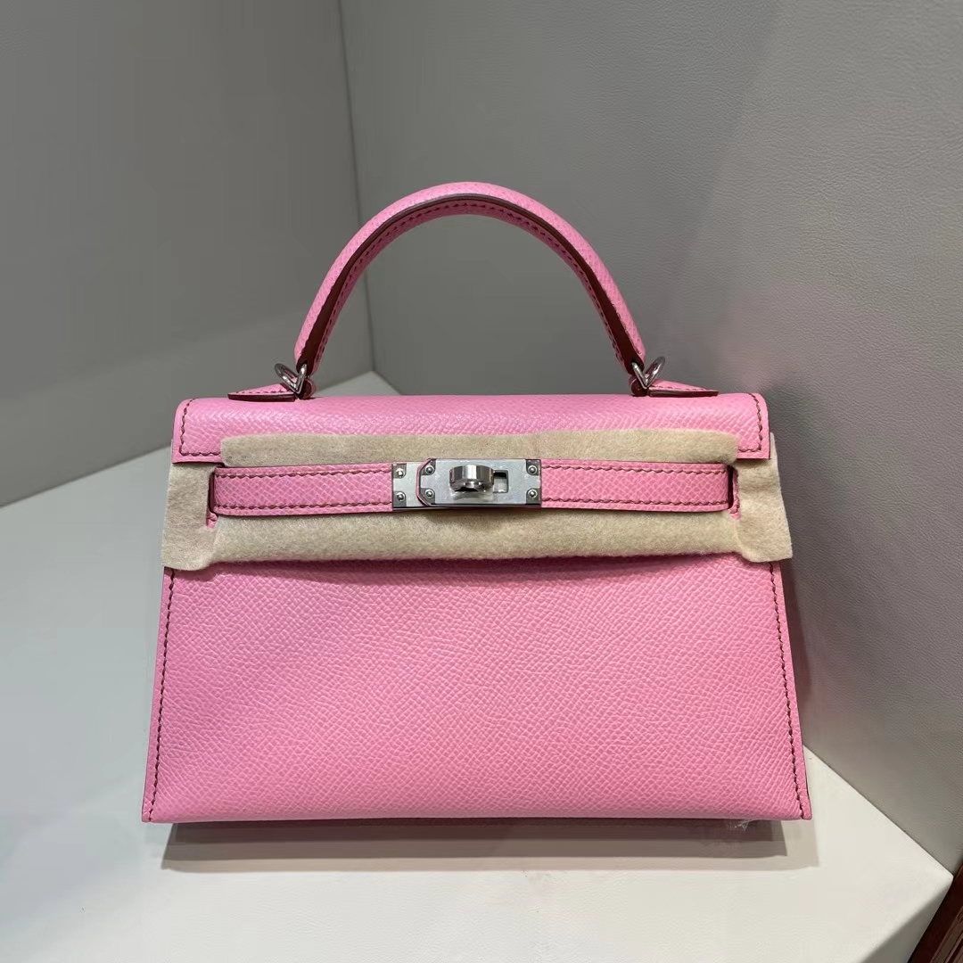 Hermès（爱马仕）Kelly Mini Ⅱ 迷你凯莉 Epsom 5P 樱花粉 银扣 19cm