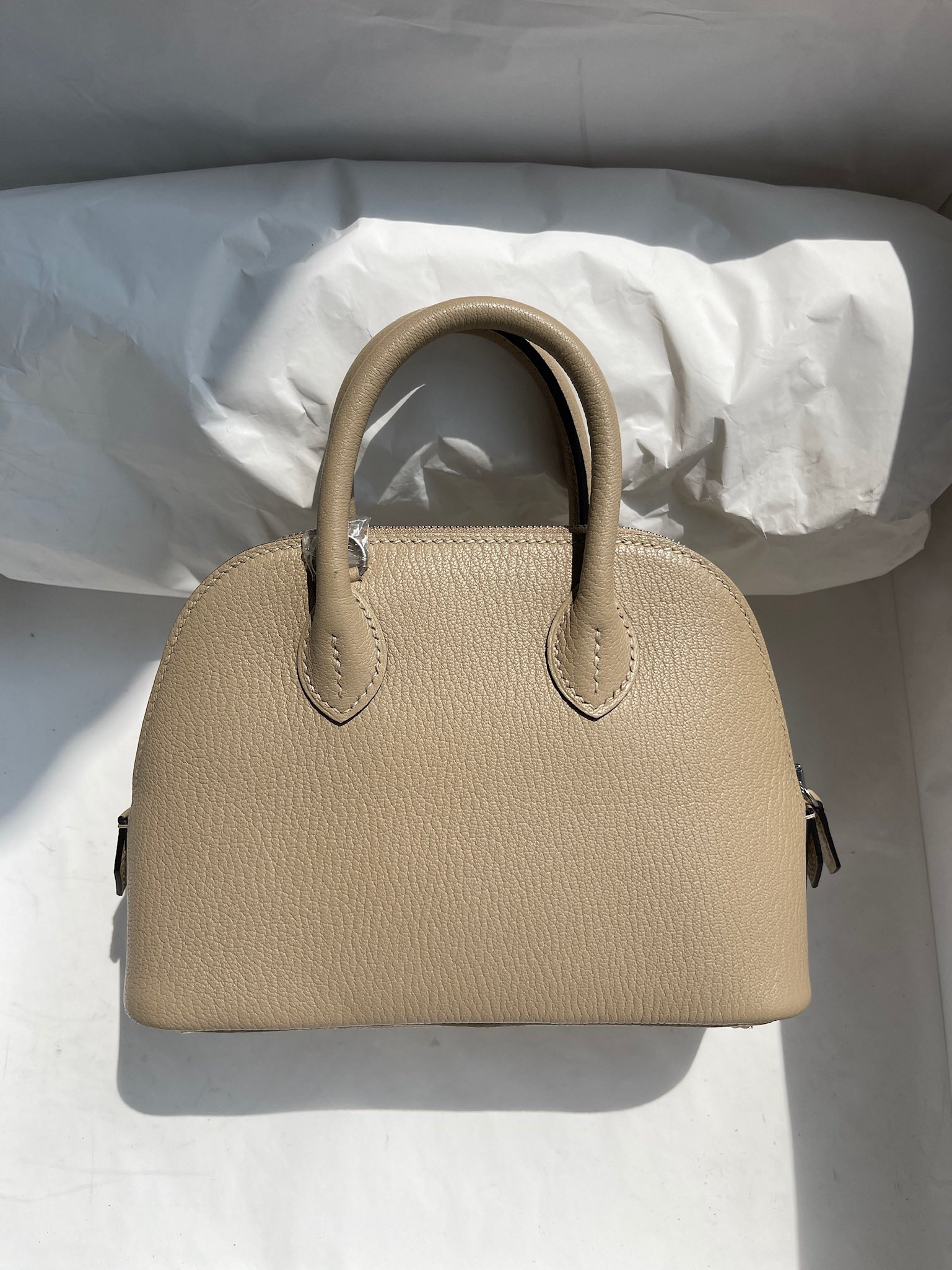 Hermès（爱马仕）Mini bolide Chevre 山羊皮 S2 风衣灰 trench 银扣 顶级手缝 定制
