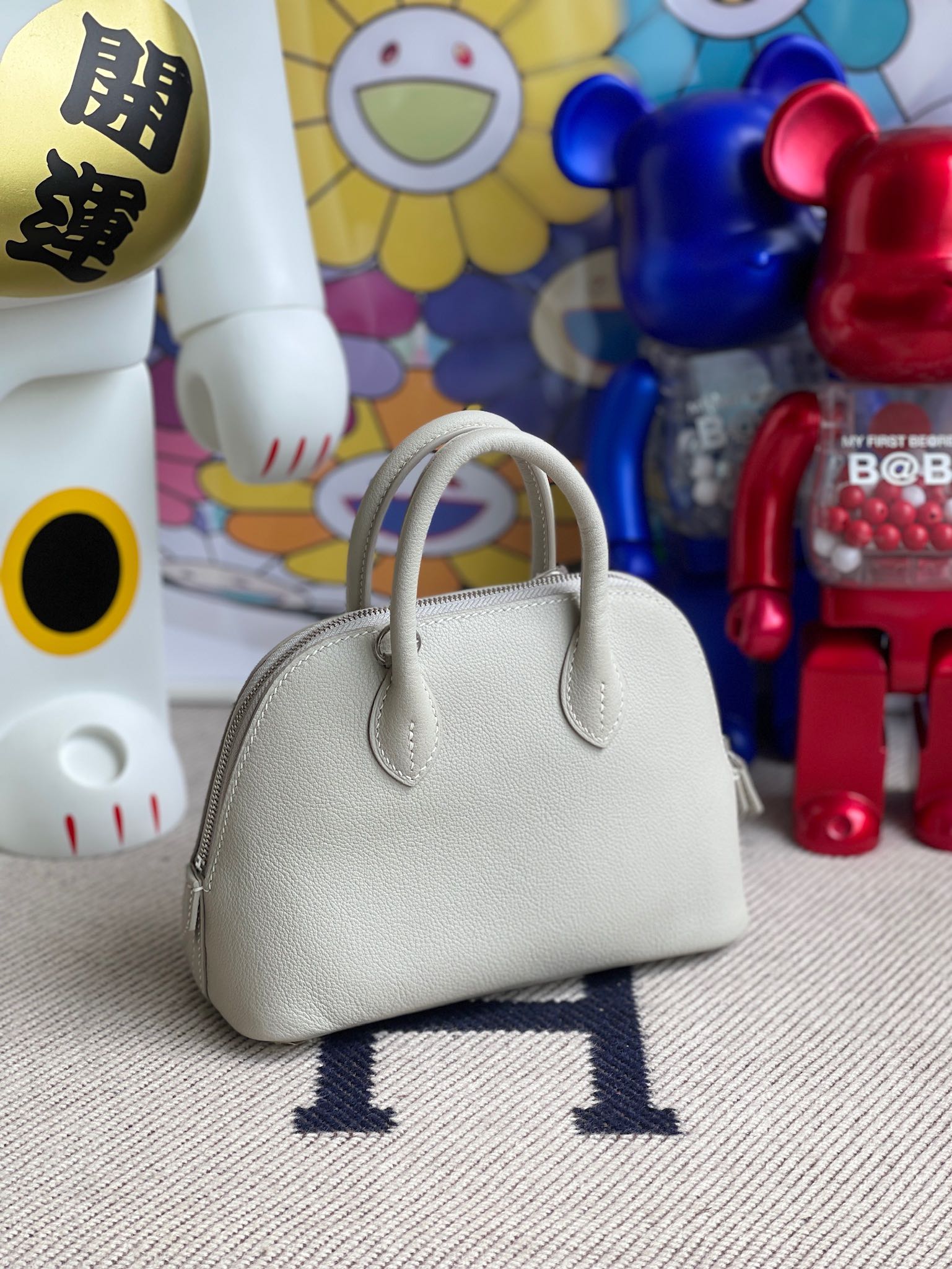 Hermès（爱马仕）Mini bolide Chevre 山羊皮 ck80 珍珠灰 银扣 顶级手缝 定制