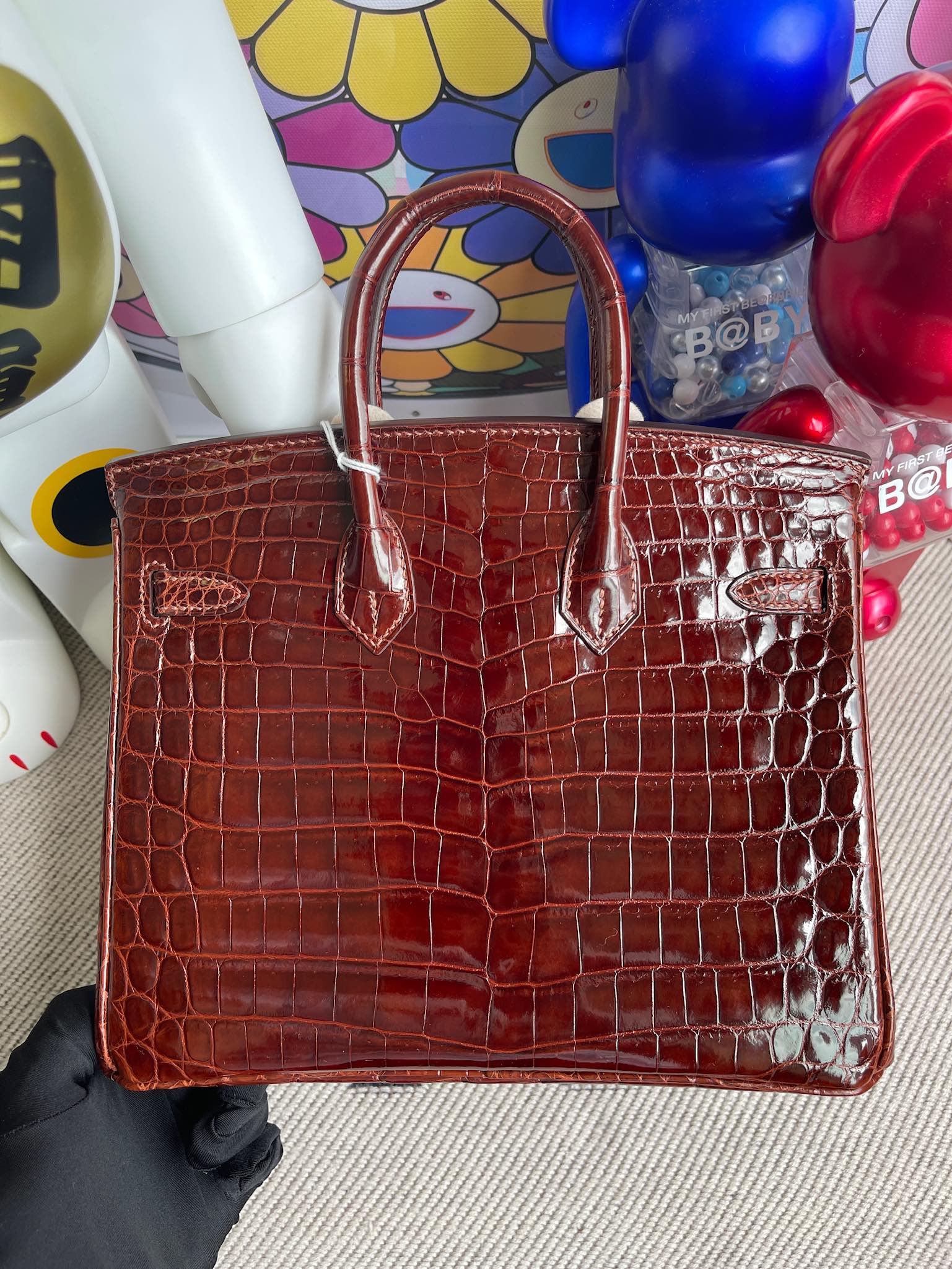 Hermès（爱马仕）Birkin 铂金包 Crocodile shiny 亮面鳄鱼 ck31 蜜糖棕 Miel 金扣 25cm 顶级手缝