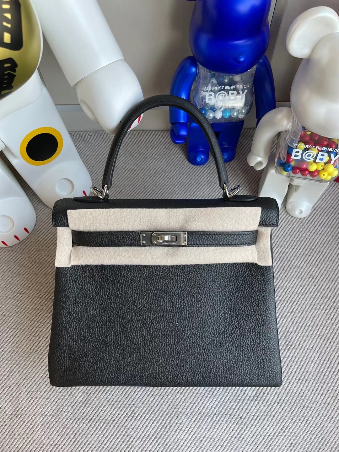 Hermès（爱马仕）Kelly 凯莉包 togo ck89 黑色 银扣 全手工缝制 银扣 25cm