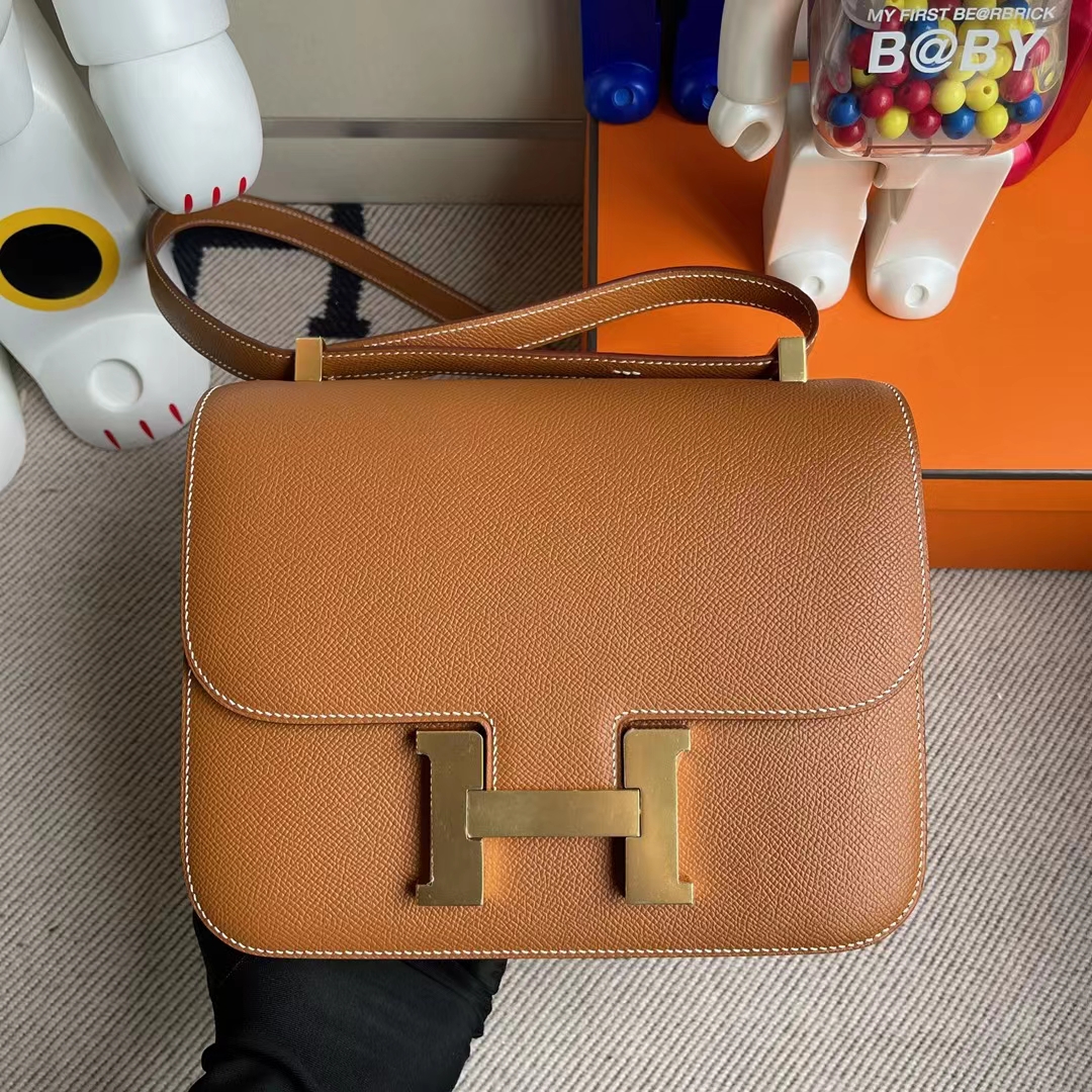 Hermès（爱马仕）Constance 康斯坦斯 epsom ck37 金棕色 金扣 24cm 顶级工艺 全手工缝制
