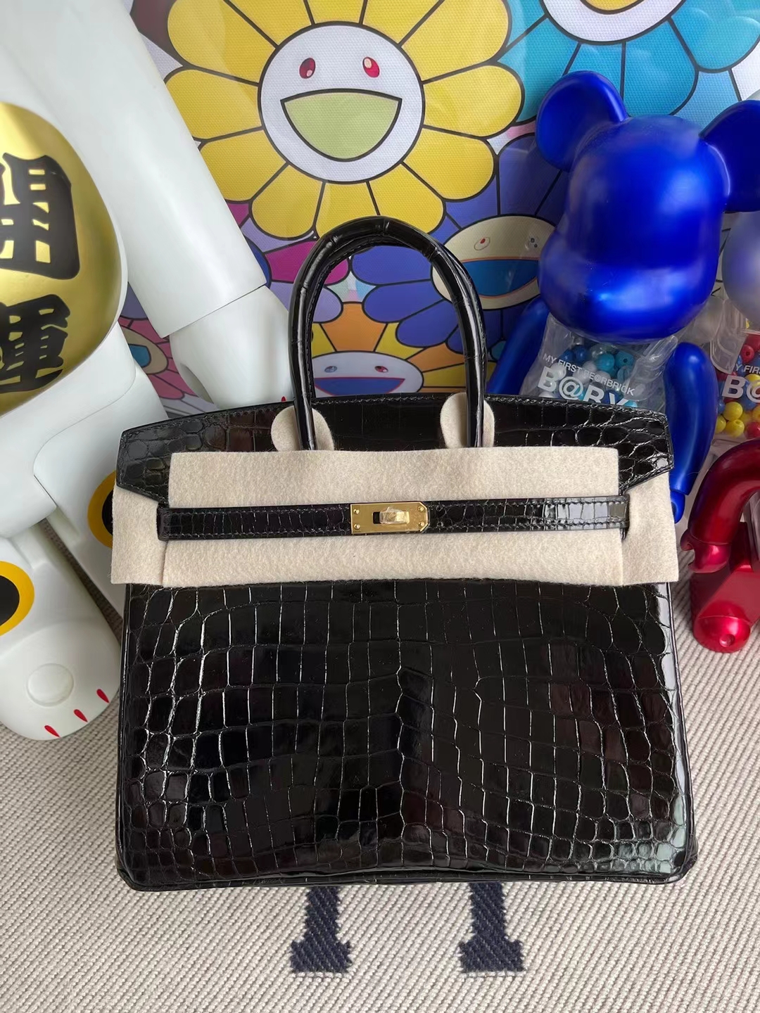 Hermès（爱马仕）Birkin 铂金包 亮面尼罗鳄 Ck89 黑色 Noir Shiny Nilo Crocodile 金扣 25cm