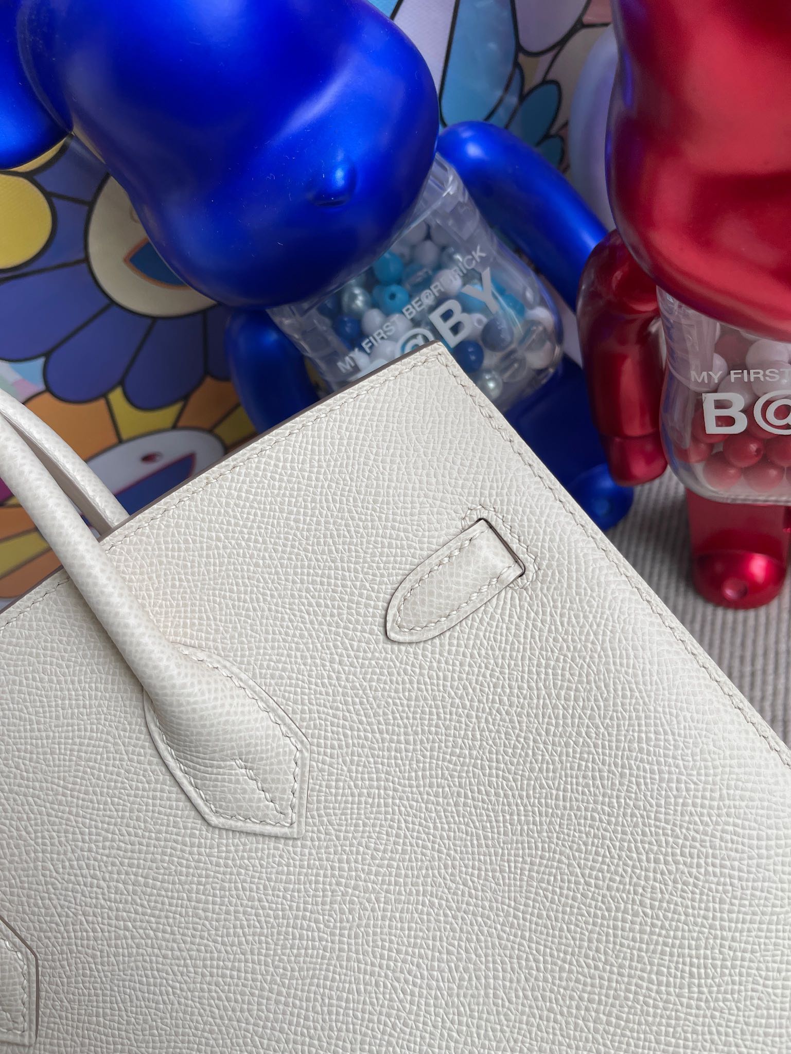 Hermès（爱马仕）Birkin 铂金包 Epsom 原厂掌纹皮 10 奶昔白 Craie 金扣 25cm 顶级手缝 定制