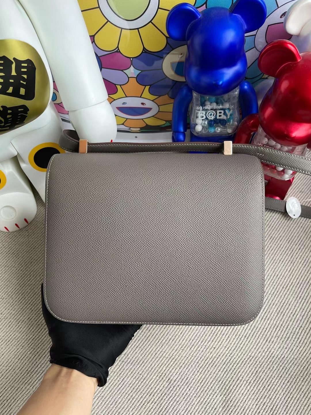Hermès（爱马仕）Constance 空姐包 Epsom 8F 锡器灰 玫瑰金 24cm