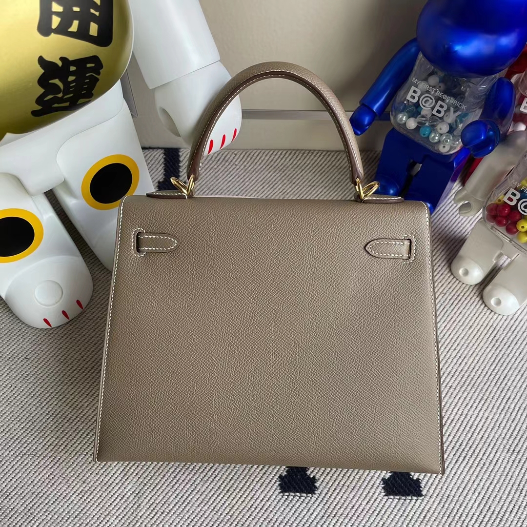 Hermès(爱马仕)Kelly 凯莉包 Epsom ck18 大象灰 金扣 25cm-拉尔森鳄鱼皮具定制 - 爱马仕包包官网 Hermès(爱马仕)Kelly 凯莉包 Epsom ck18 大象灰 金扣 25cm