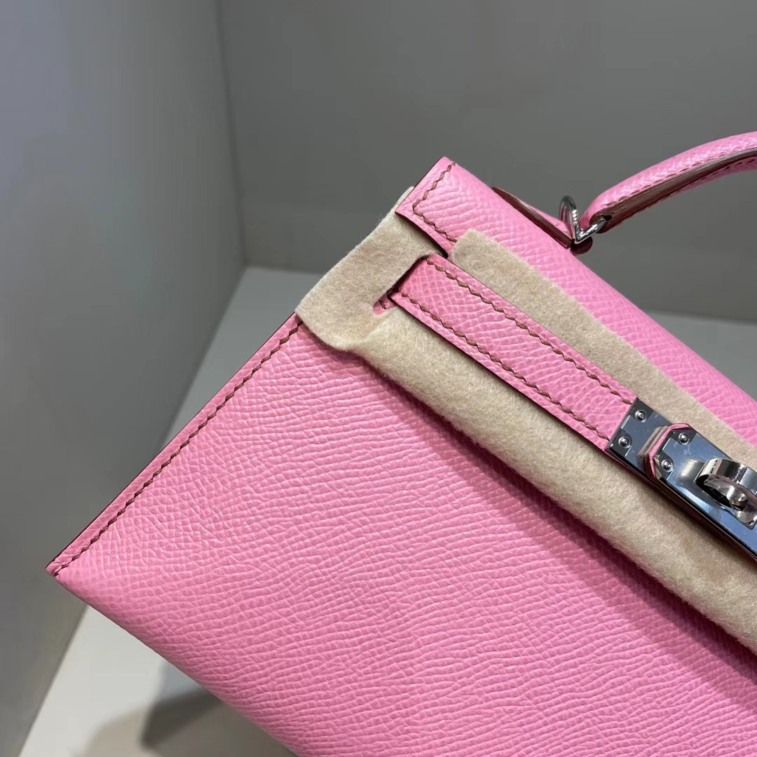 Hermès（爱马仕）Kelly Mini Ⅱ 迷你凯莉 Epsom 5P 樱花粉 银扣 19cm