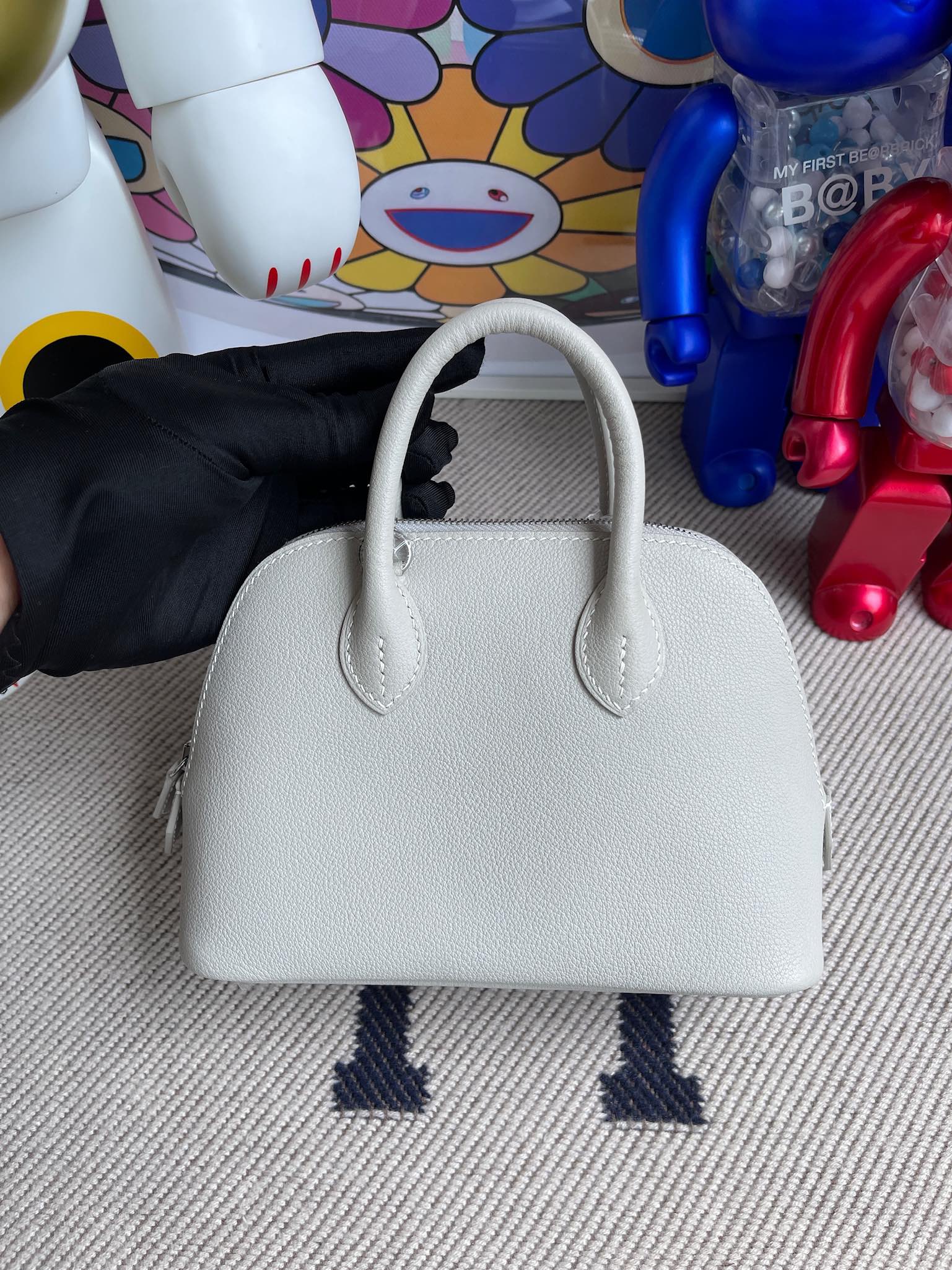 Hermès（爱马仕）Mini bolide Chevre 山羊皮 ck80 珍珠灰 银扣 顶级手缝 定制