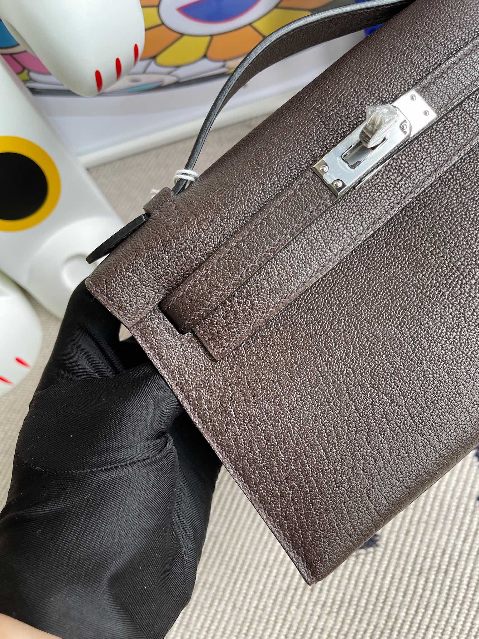 Hermès（爱马仕）Mini kelly pochette chevre 山羊皮 哈瓦那色 银扣 22cm 顶级手缝