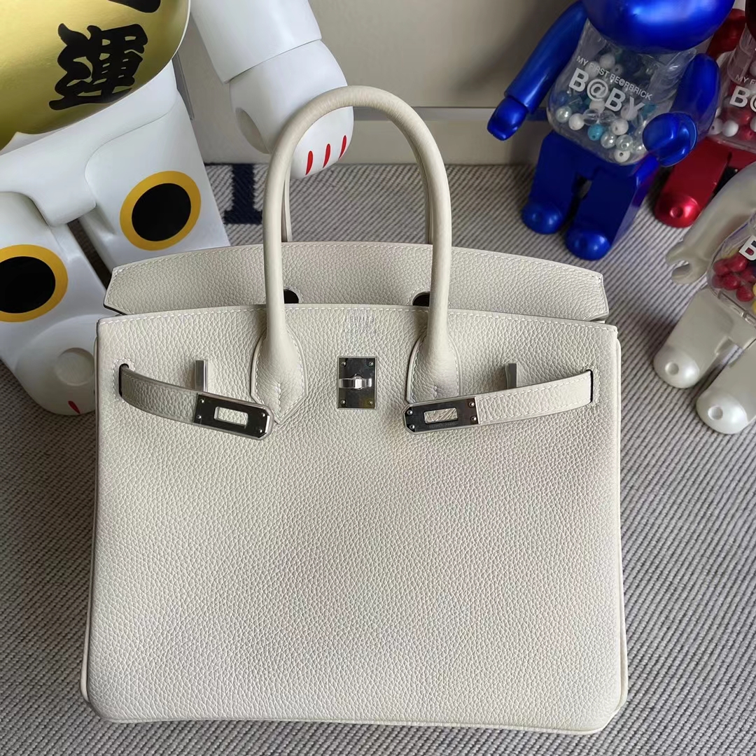 Hermès（爱马仕）Birkin 铂金包 togo ck10 奶昔白 银扣 25cm 顶级工艺 全手工缝制