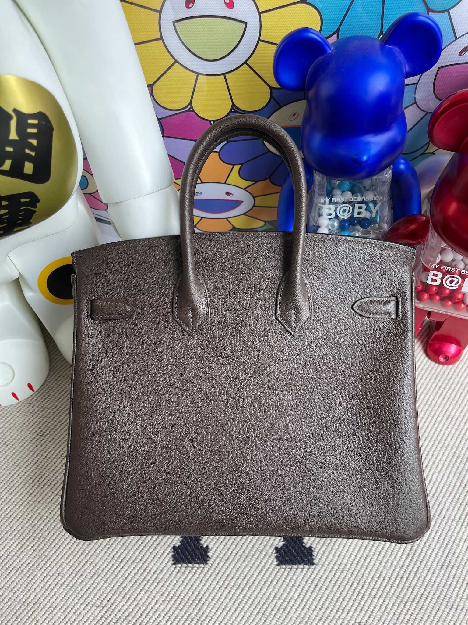 Hermès（爱马仕）Birkin 铂金包 原厂小牛皮 togo 乌木色内拼金棕 银扣 25cm 顶级手缝