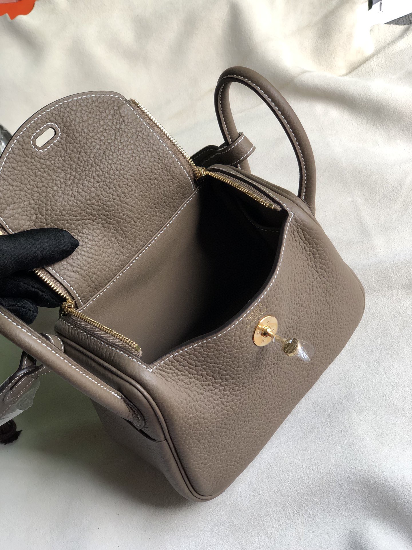 Hermès（爱马仕）Mini lindy tc皮 ck18 大象灰 etoupe 金扣 20cm 顶级手缝 现货