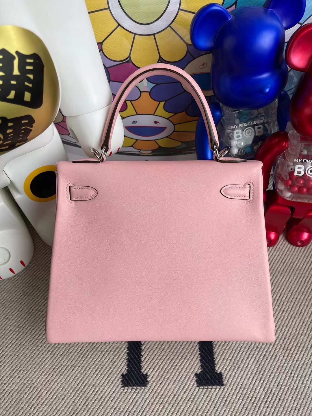 Hermès（爱马仕）Kelly 凯莉包 Swift 进口平纹皮 3Q 新粉色 银扣 25cm