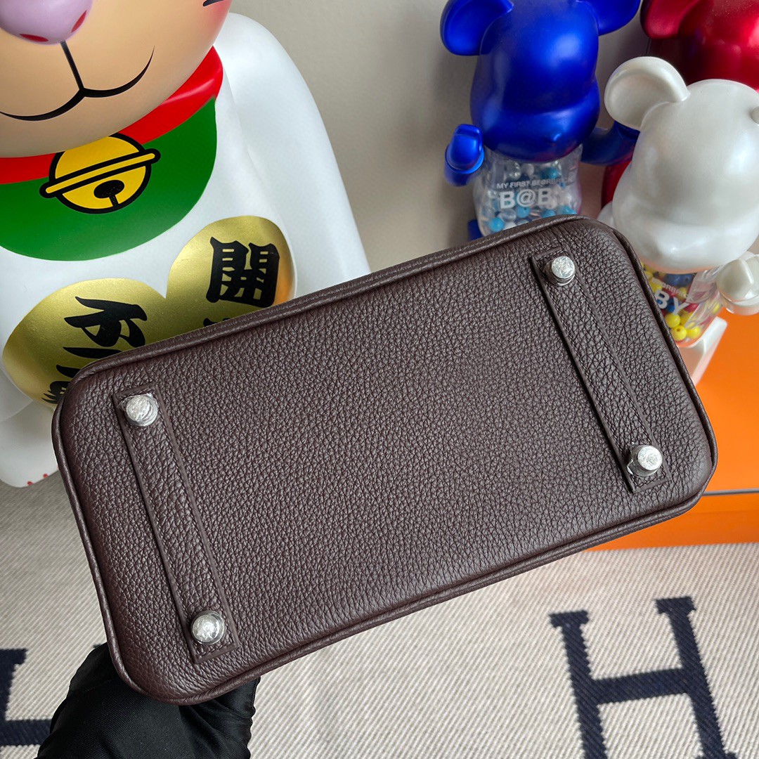 Hermès(爱马仕)Birkin 铂金包 原厂小牛皮 togo 乌木色 银扣 25cm 顶级手缝-拉尔森鳄鱼皮具定制 - 爱马仕包包官网 Hermès(爱马仕)Birkin 铂金包 原厂小牛皮 togo 乌木色 银扣 25cm 顶级手缝