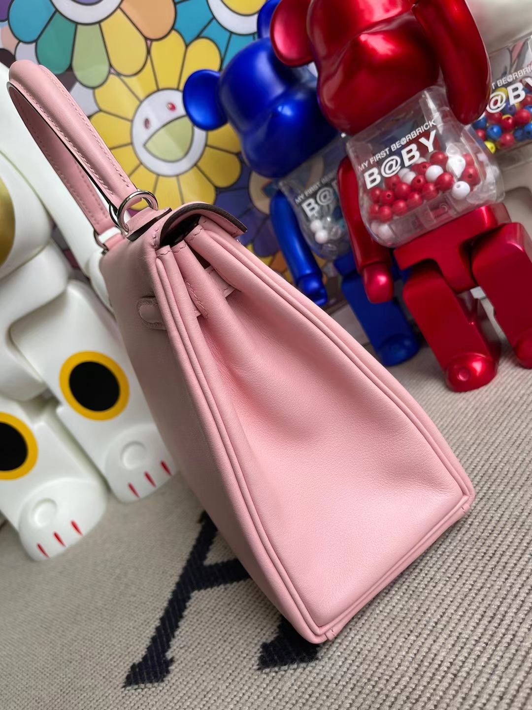 Hermès（爱马仕）Kelly 凯莉包 Swift 进口平纹皮 3Q 新粉色 银扣 25cm