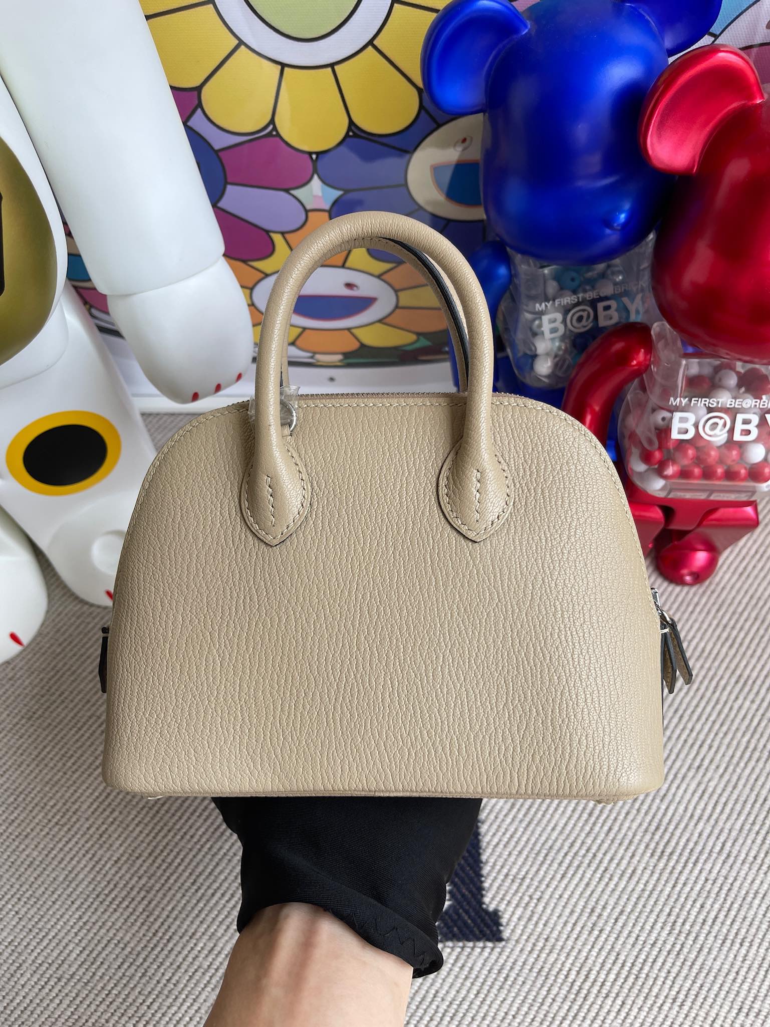 Hermès（爱马仕）Mini bolide Chevre 山羊皮 S2 风衣灰 trench 银扣 顶级手缝 定制