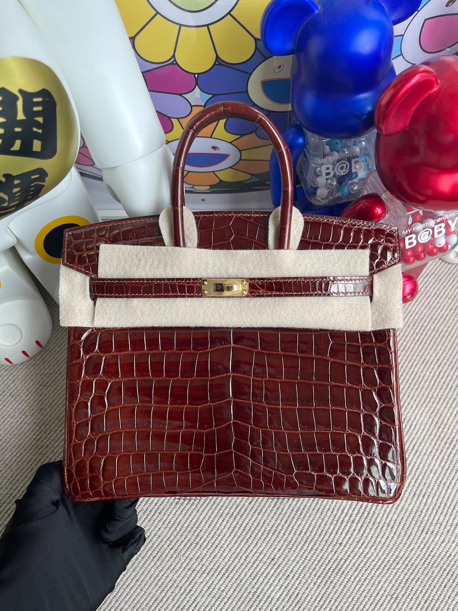 Hermès（爱马仕）Birkin 铂金包 Crocodile shiny 亮面鳄鱼 ck31 蜜糖棕 Miel 金扣 25cm 顶级手缝