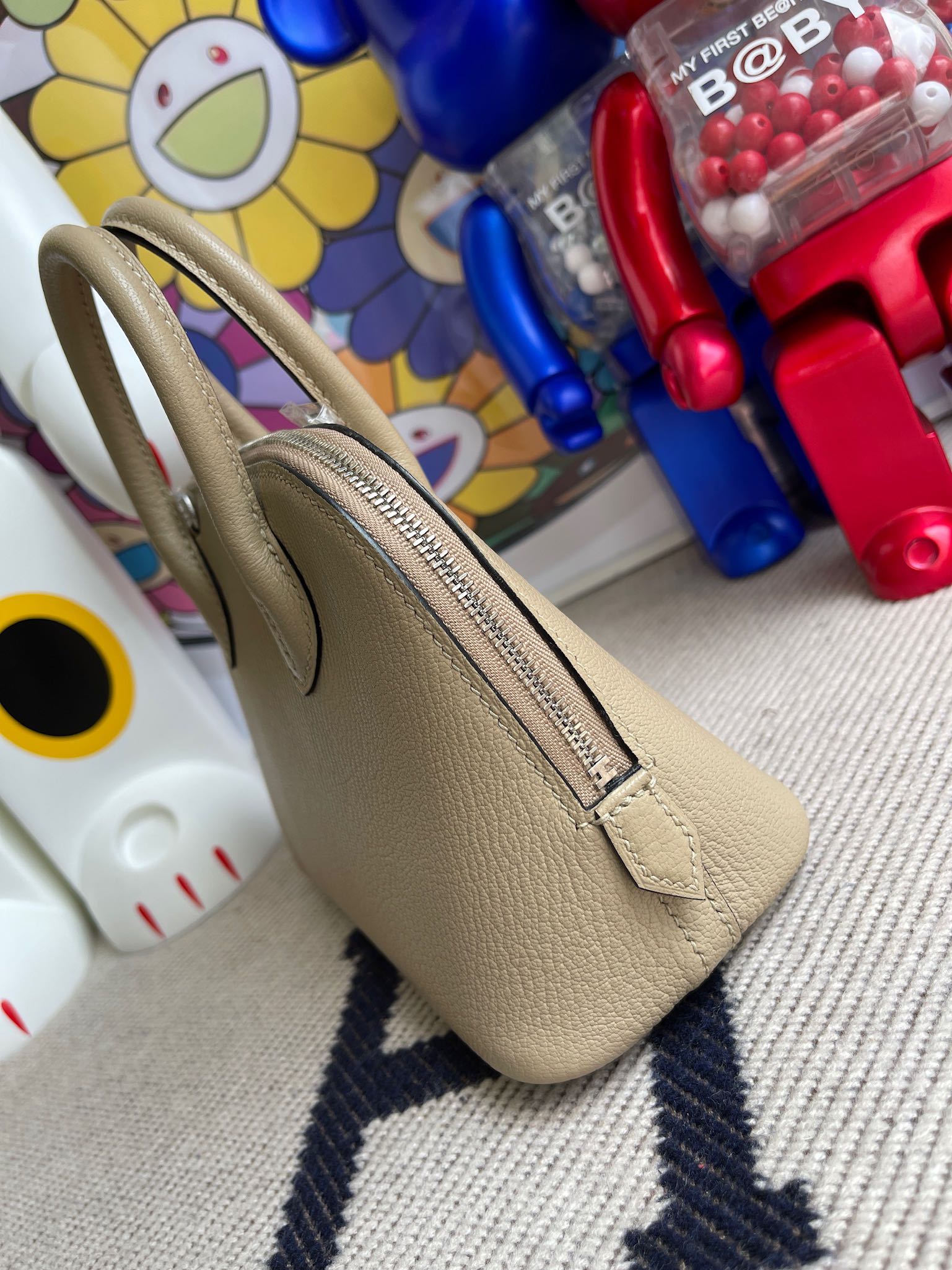 Hermès（爱马仕）Mini bolide Chevre 山羊皮 S2 风衣灰 trench 银扣 顶级手缝 定制