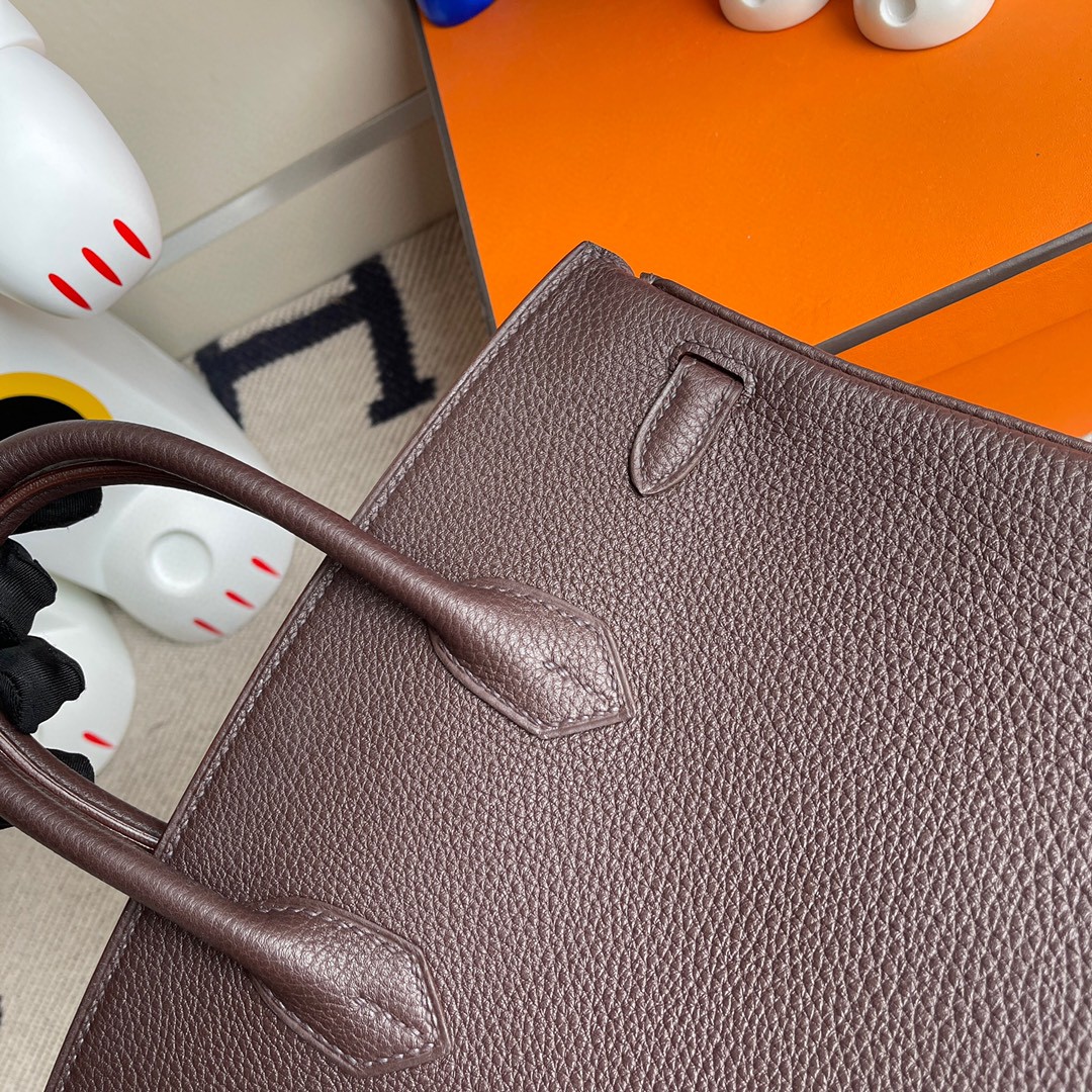 Hermès（爱马仕）Birkin 铂金包 原厂小牛皮 togo 乌木色 银扣 25cm 顶级手缝