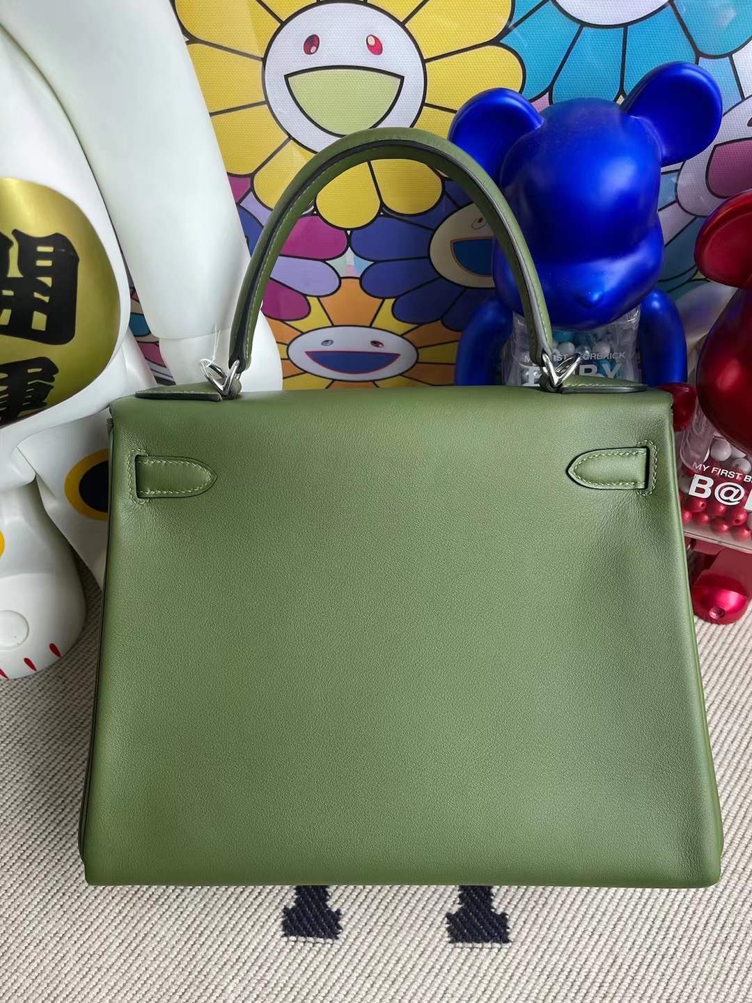 Hermès（爱马仕）Kelly 凯莉包 Swift 进口平纹皮 V6 丛林绿 全手工缝制 银扣 28cm 定制
