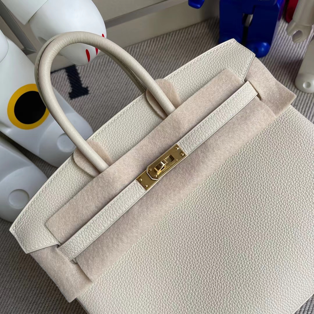 Hermès（爱马仕）Birkin 铂金包 Togo 顶级小牛皮 Ck10 奶昔白 金扣 25cm