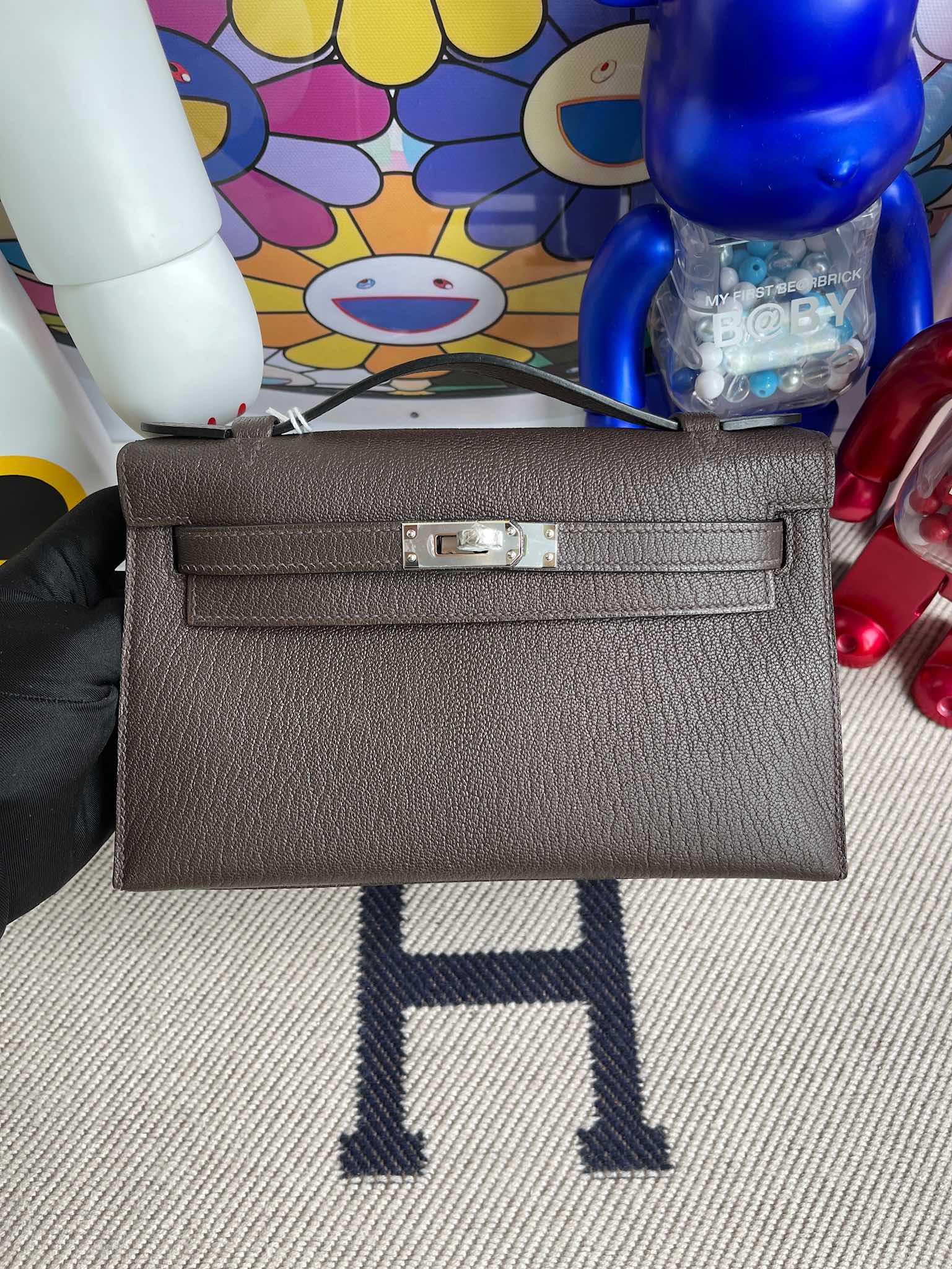 Hermès（爱马仕）Mini kelly pochette chevre 山羊皮 哈瓦那色 银扣 22cm 顶级手缝