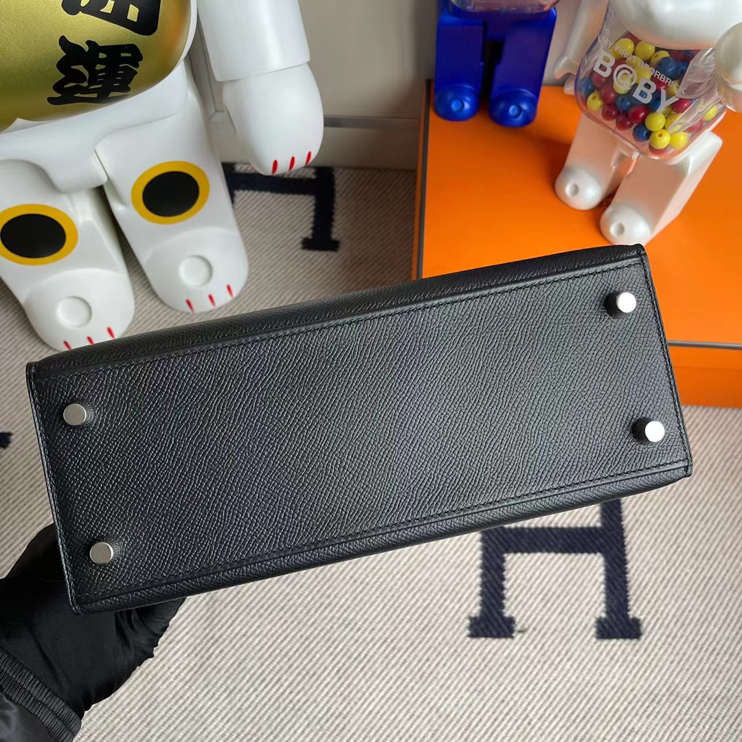Hermès（爱马仕）Kelly 凯莉包 Epsom ck89 黑色 银扣 25cm