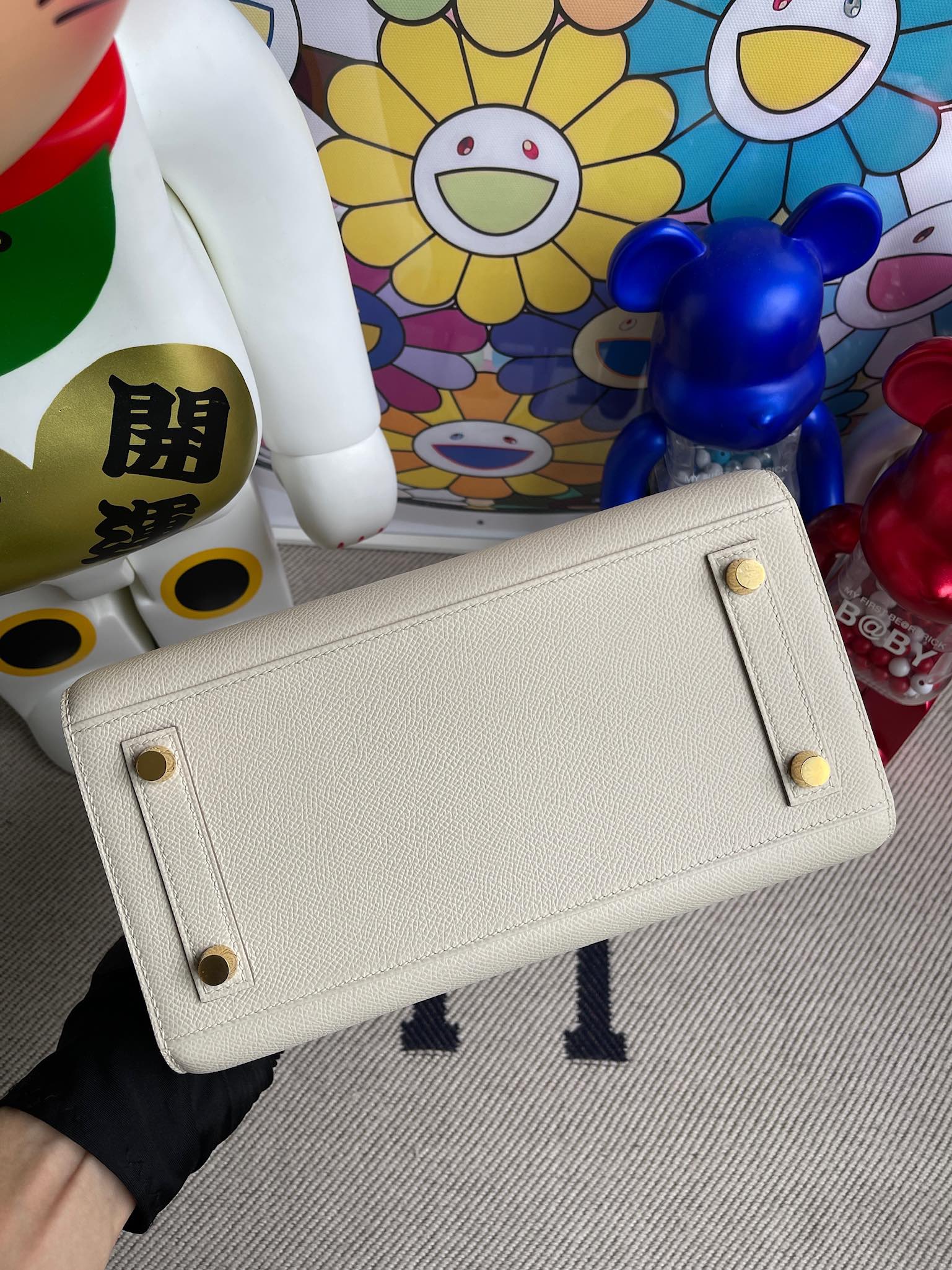 Hermès（爱马仕）Birkin 铂金包 Epsom 原厂掌纹皮 10 奶昔白 Craie 金扣 25cm 顶级手缝 定制