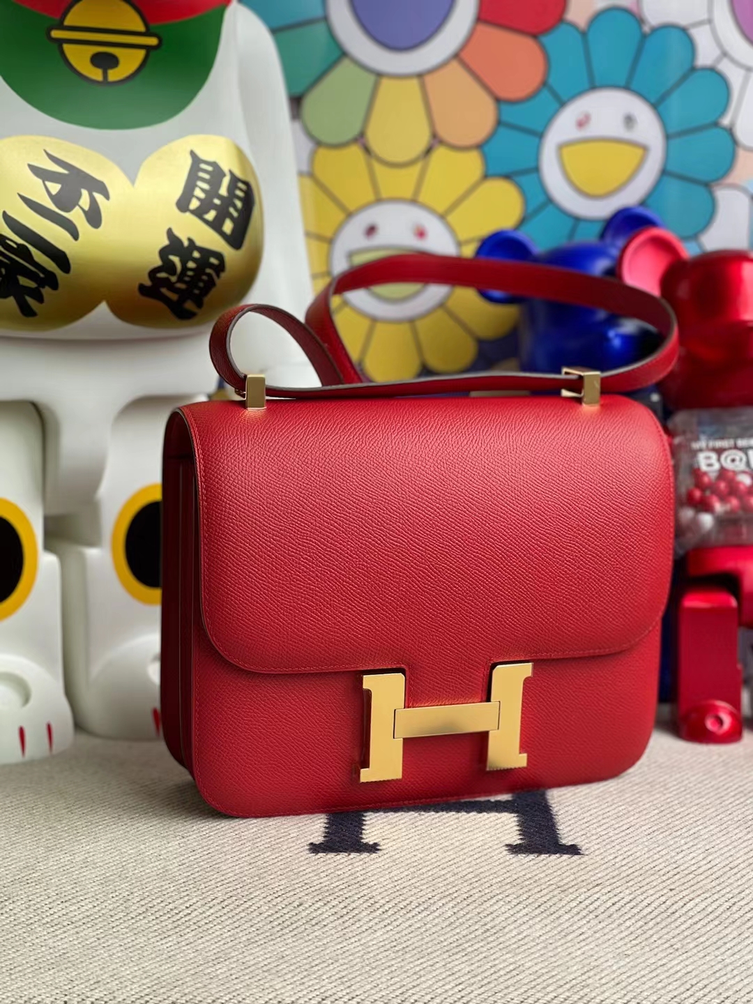 Hermès（爱马仕）Constance 空姐包 Epsom Q5 国旗红 金扣 24cm
