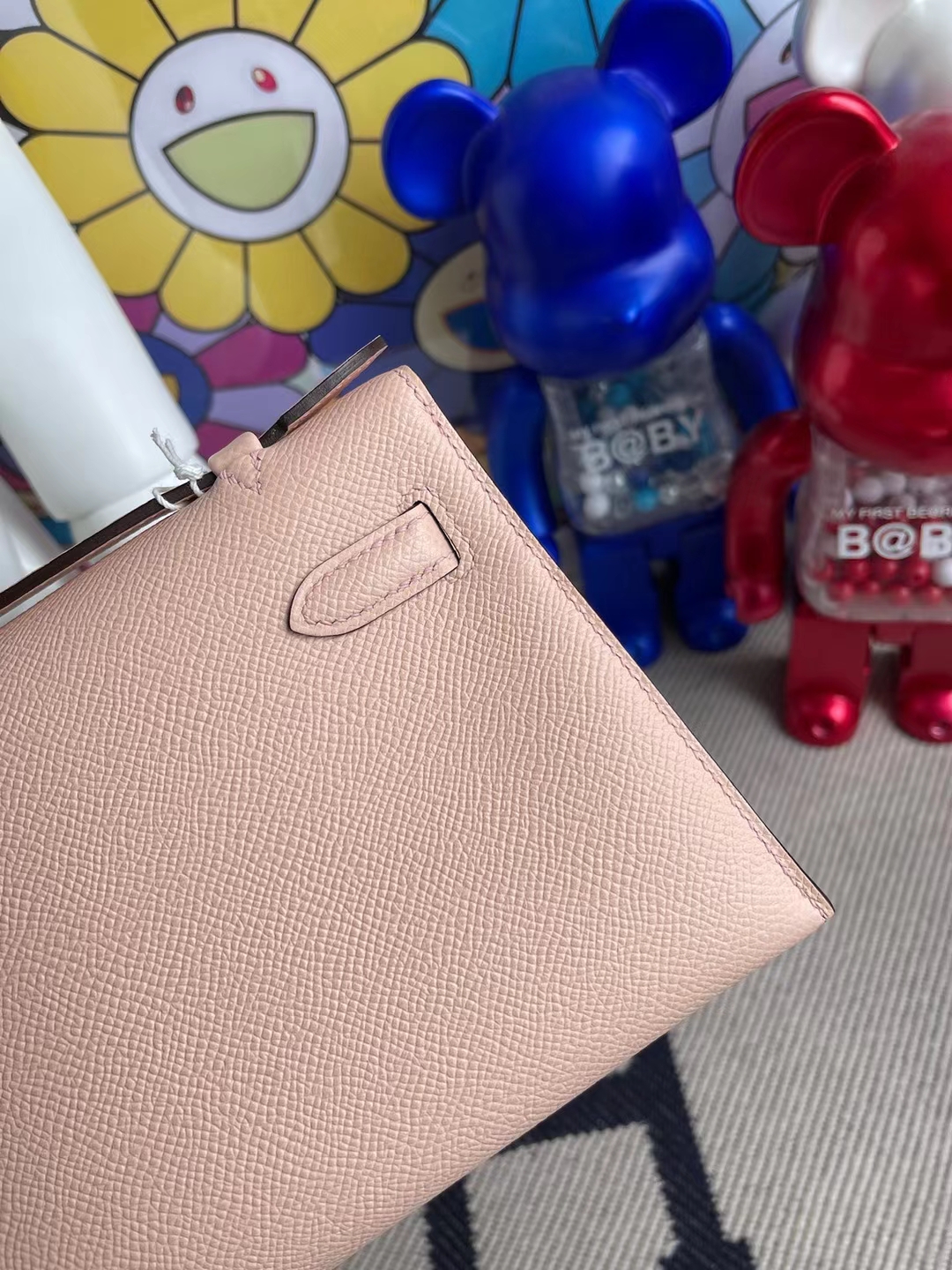 Hermès（爱马仕）MiniKelly Pochette Epsom P1 蔷薇粉 银扣 22cm
