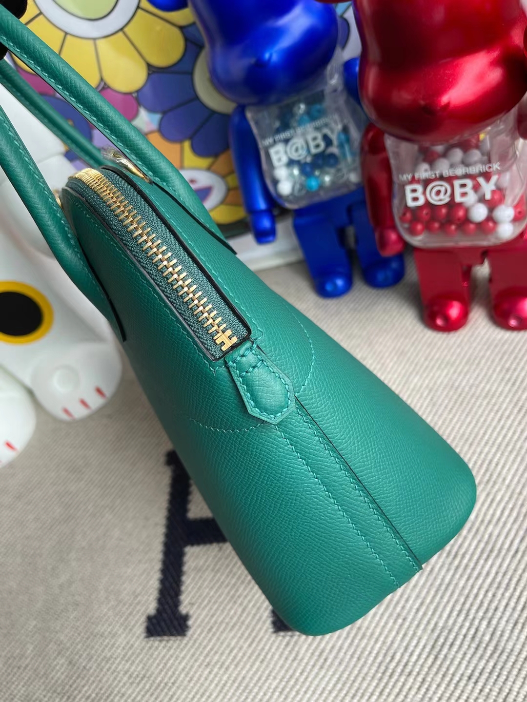 Hermès（爱马仕）Bolide 保龄球包 Epsom Z6 孔雀绿 Malachite 金扣 27cm 顶级工艺 全手工缝制