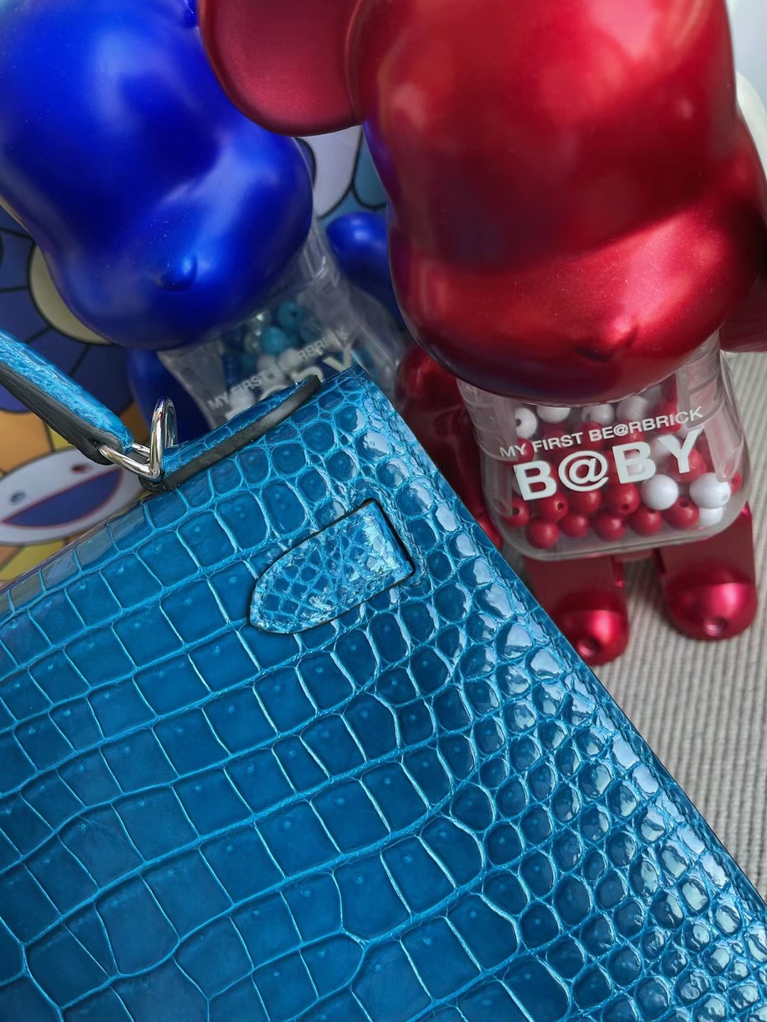 Hermès（爱马仕）Kelly 凯莉包 亮面倒v澳洲湾鳄 shiny alligator crocodile 7w 伊兹密尔蓝 银扣 28cm