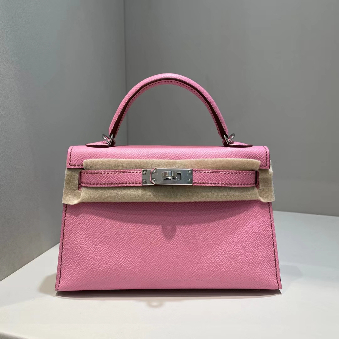 Hermès（爱马仕）Kelly Mini Ⅱ 迷你凯莉 Epsom 5P 樱花粉 银扣 19cm