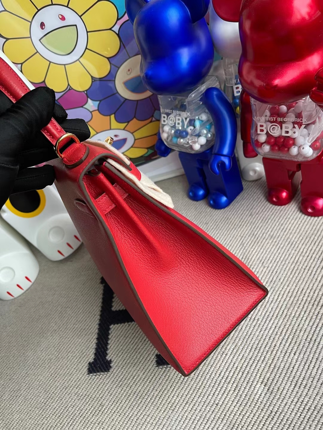 Hermès（爱马仕）Kelly 凯莉包 Chevre Q5 国旗红 Rouge Cassque 金扣 25cm