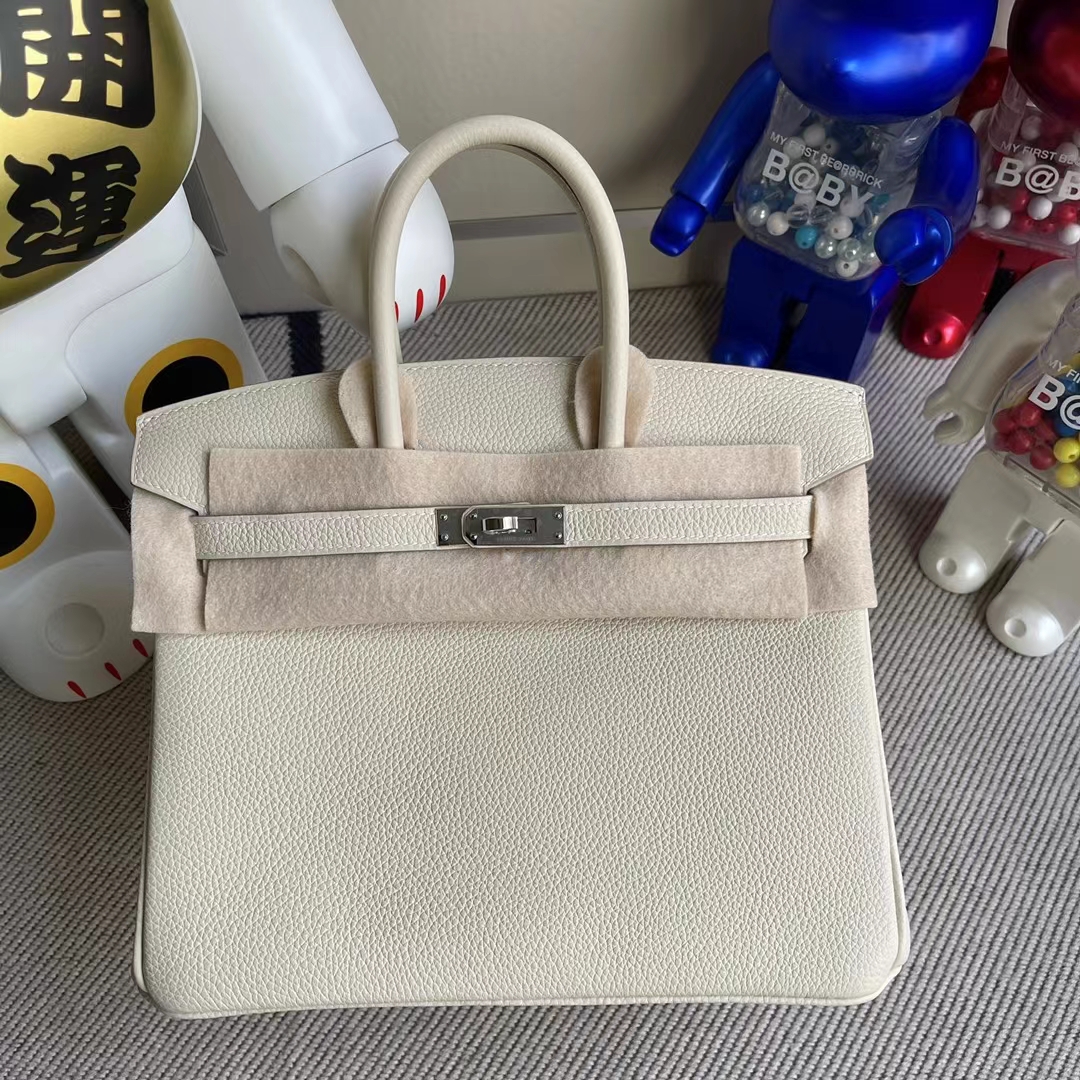 Hermès（爱马仕）Birkin 铂金包 togo ck10 奶昔白 银扣 25cm 顶级工艺 全手工缝制