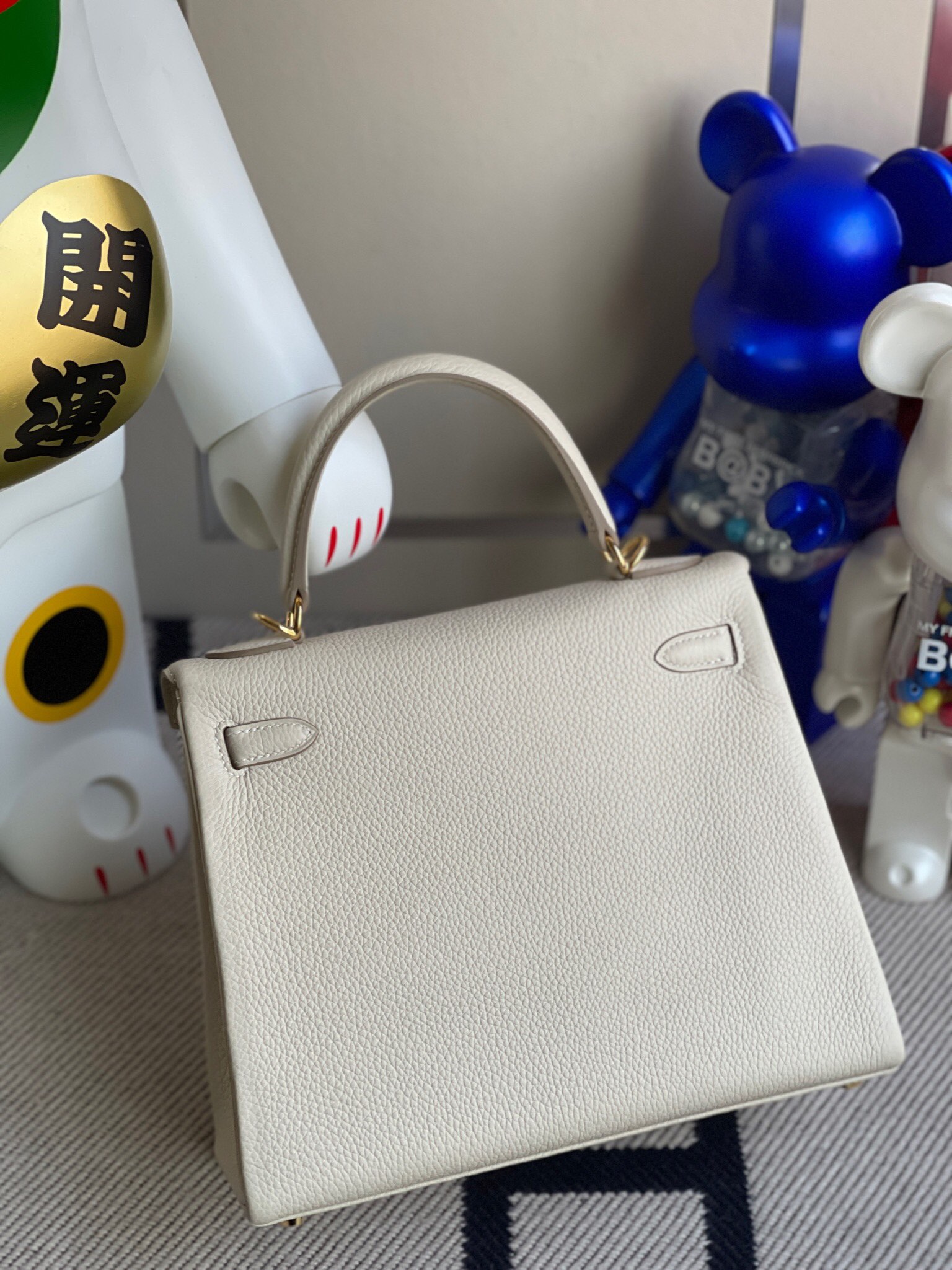 Hermès（爱马仕）Kelly 凯莉包 原厂小牛皮 togo ck10 奶昔白 Craie 金扣 25cm 顶级手缝 现货