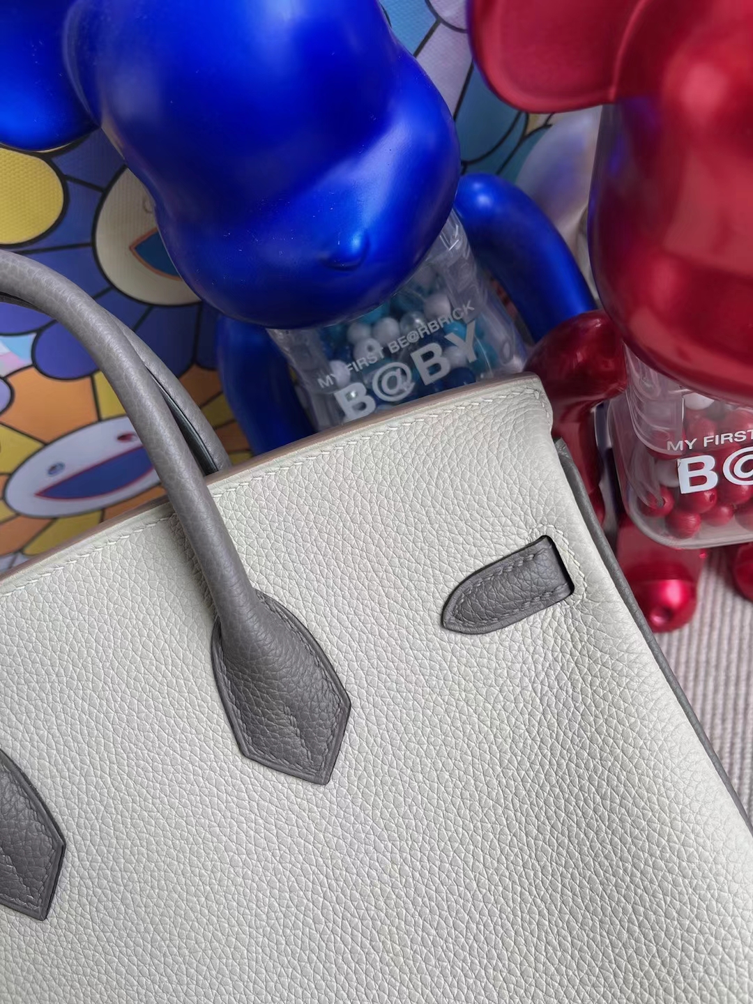 Hermès（爱马仕）Birkin 铂金包 togo ck80 珍珠灰 拼 m8 沥青灰 磨砂金扣 25cm