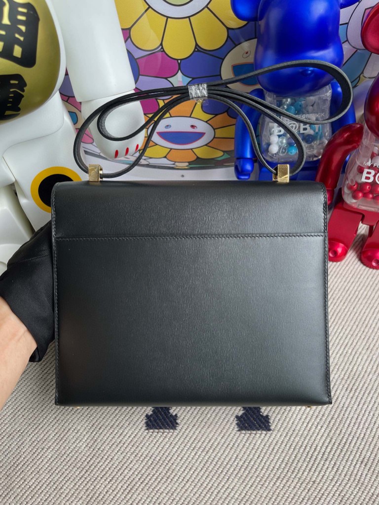 Hermès（爱马仕）Verrou 机枪包 Box calf ck89 黑色 Noir 金扣 21cm 顶级手缝 定制