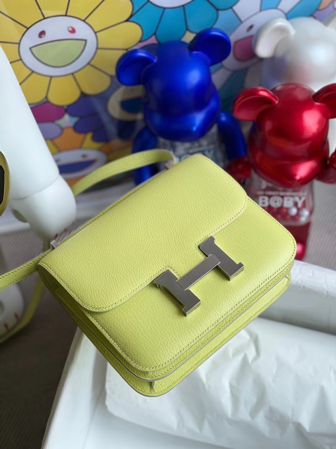 Hermès（爱马仕）Constance 空姐包 Chevre 进口山羊皮 R9 嫩芽黄 银扣 19cm