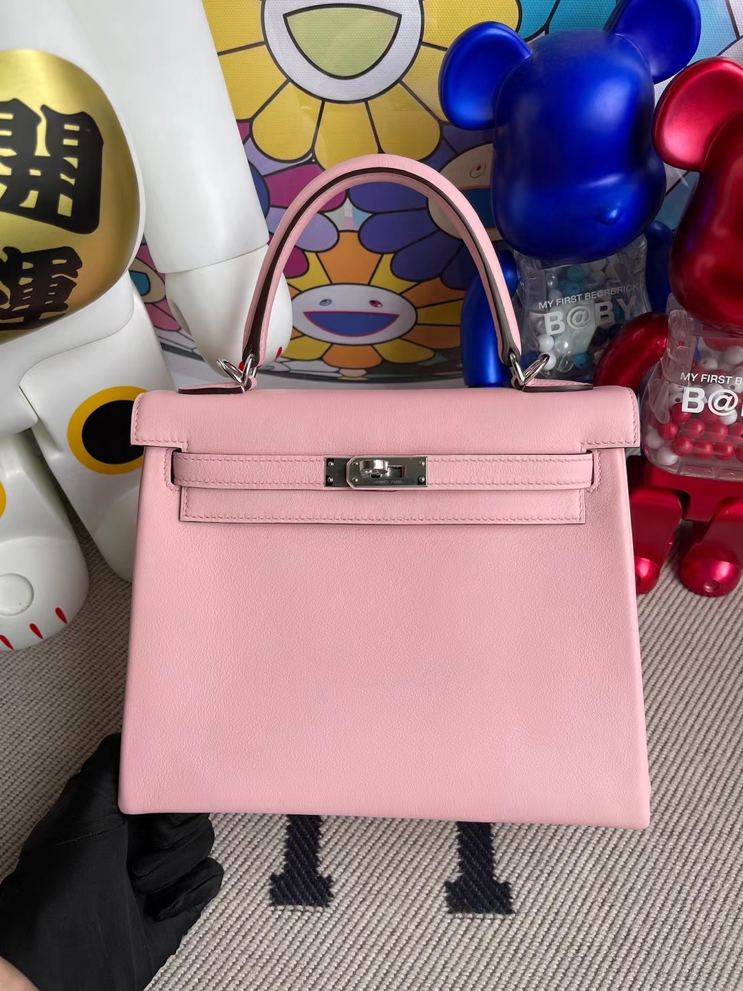 Hermès（爱马仕）Kelly 凯莉包 Swift 进口平纹皮 3Q 新粉色 银扣 25cm
