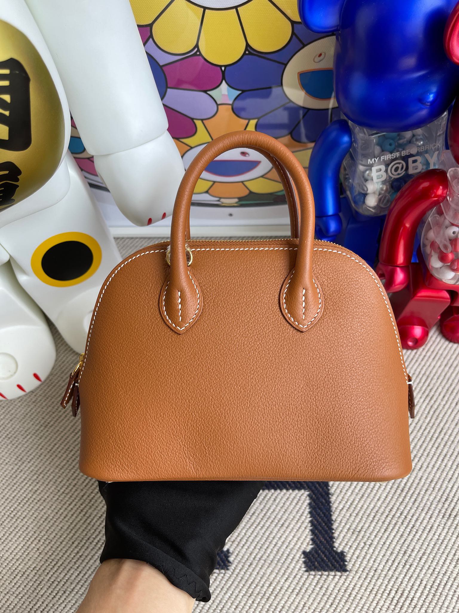 Hermès（爱马仕）Mini bolide Chevre 山羊皮 ck37 金棕色 Gold 金扣 顶级手缝 定制