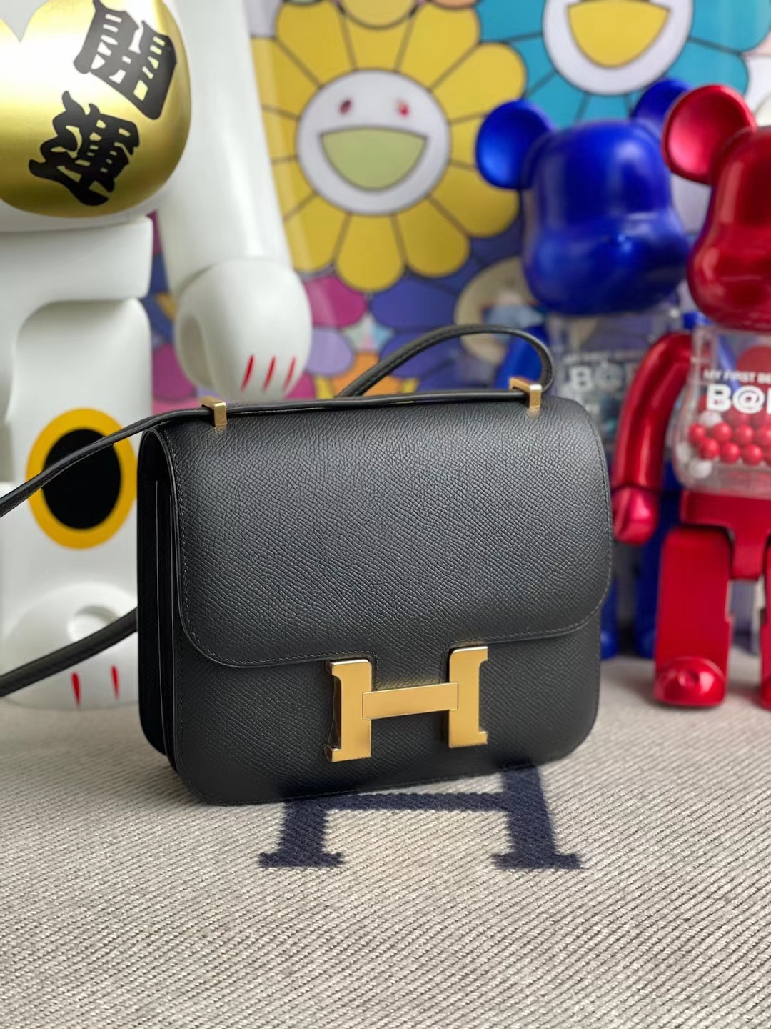 Hermès（爱马仕）Constance 空姐包 Epsom ck89 黑色 金扣 19cm