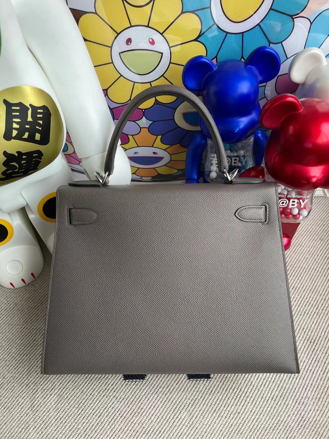 Hermès（爱马仕）Kelly 凯莉包 Epsom 8F 锡器灰 Etain 顶级工艺 全手工缝制 银扣 28cm