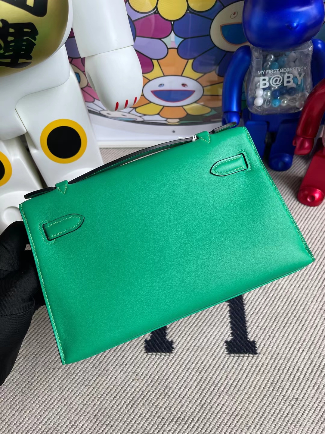 Hermès（爱马仕）MiniKelly Pochette Swift 6w 薄荷绿 银扣 22cm