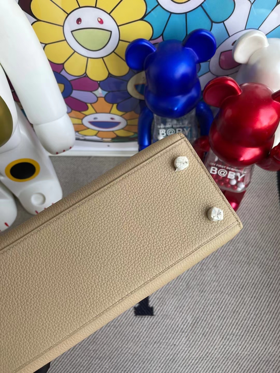 Hermès（爱马仕）Kelly 凯莉包 S2 风衣灰 拼 Ck37 金棕色 Togo 外缝 金扣 25cm