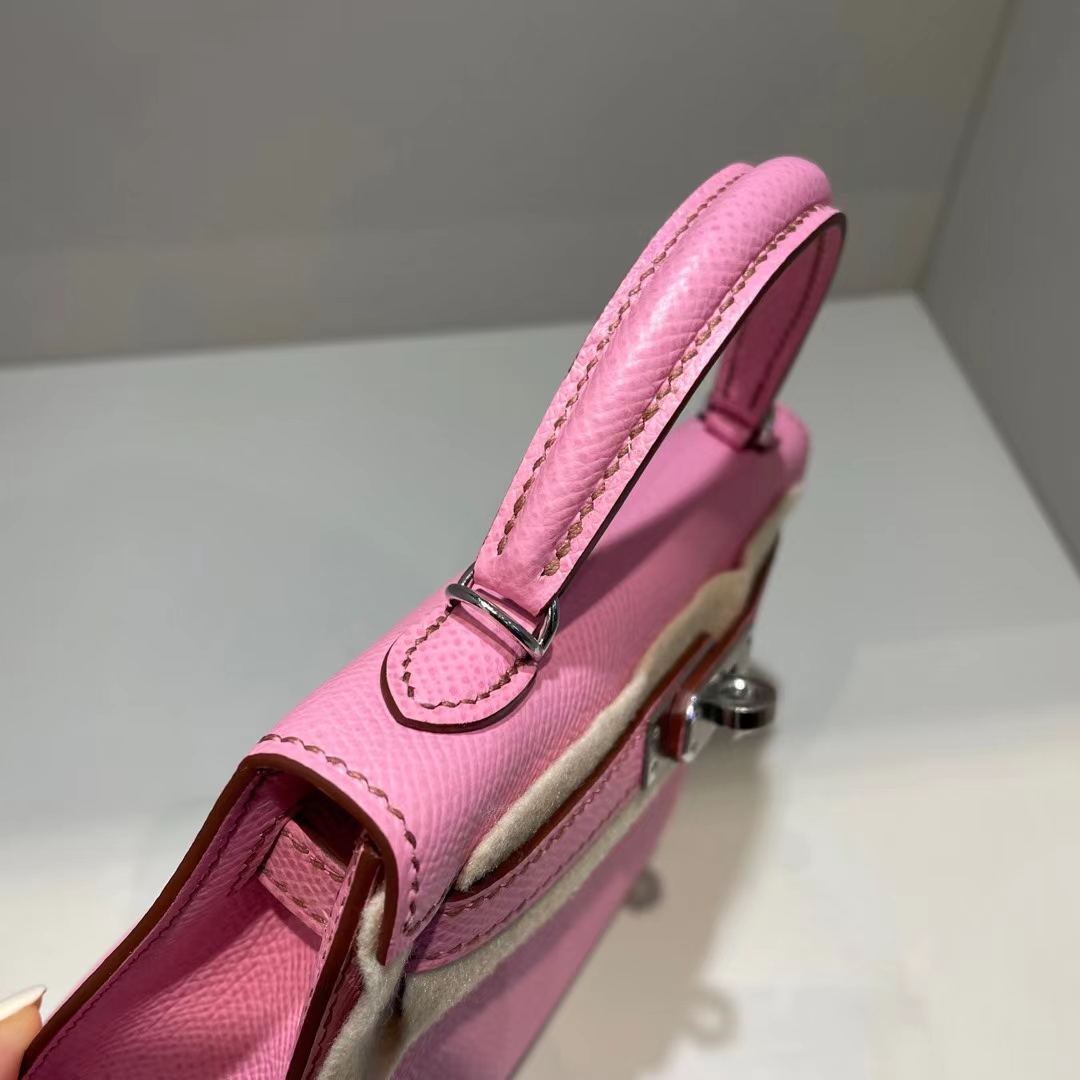 Hermès（爱马仕）Kelly Mini Ⅱ 迷你凯莉 Epsom 5P 樱花粉 银扣 19cm